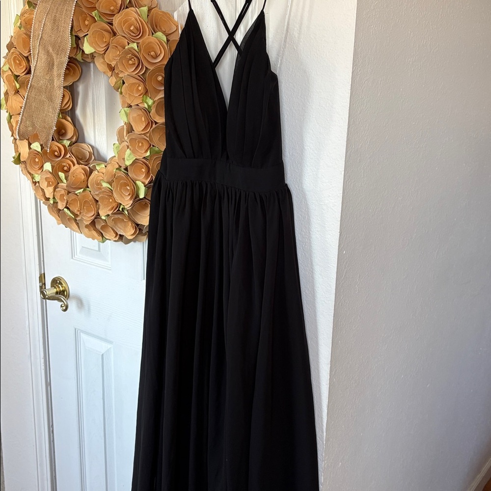 Meghan LA Black  Dress with Crisscross Straps NWT